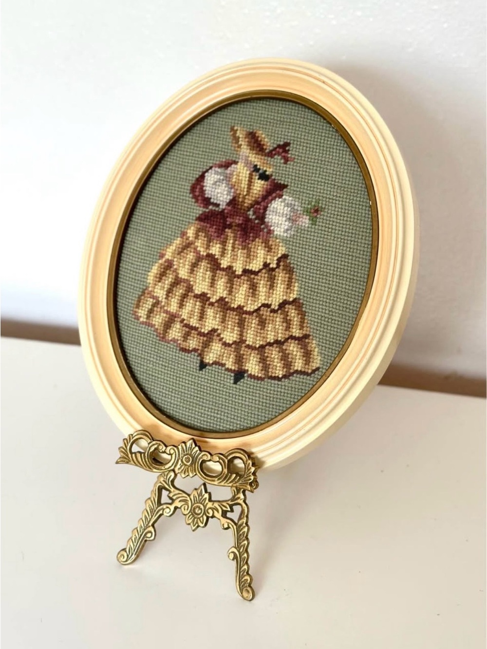 Vintage Southern Belle Needlepoint Framed